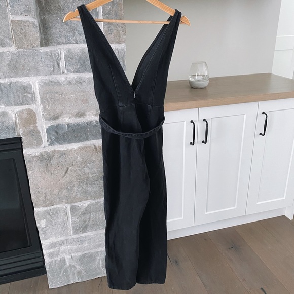 ASOS DESIGN Denim Plunge Jumpsuit & Western Belt - Picture 8 of 11